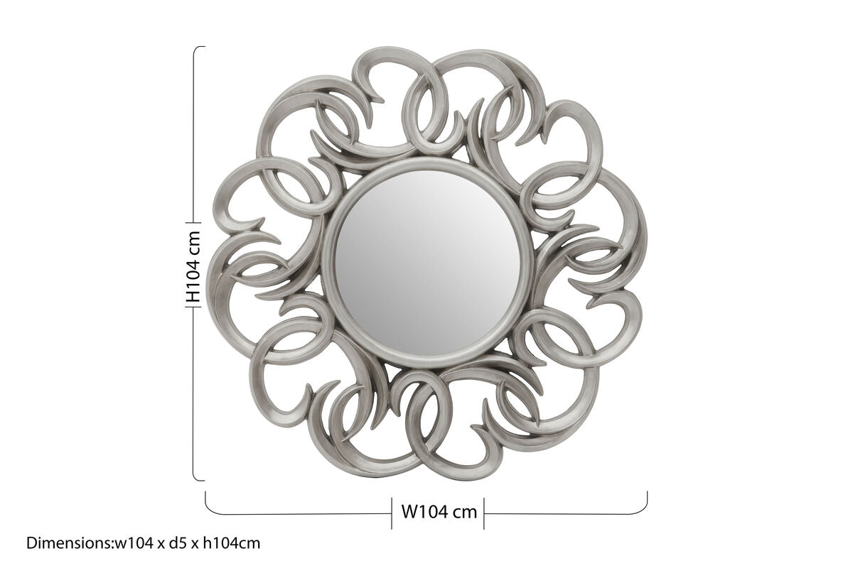 Orsina Adelere Silver Swirl Wall Mirror – Sculptural Decorative Mirror