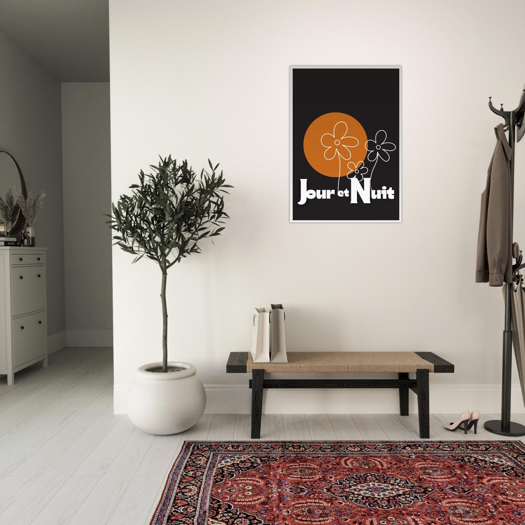 Day & Night Modern Boho Wall Art - Framed Poster, Ready to Hang - Bohemian Decor Gift