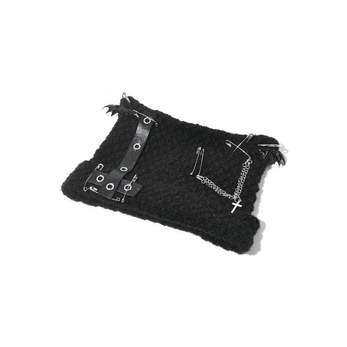 Dark In Love Mina Punk Metal Knit Hat – Cat Ear Gothic Winter Beanie