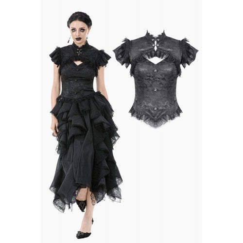 Dark in Love Seraphine Black Lace Shoulder Goth Top | Victorian Style
