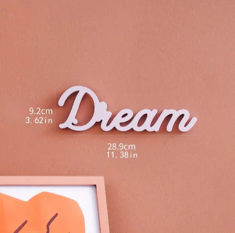 LOVE, HOME & DREAM White Wooden Letter Ornaments – Modern Decor
