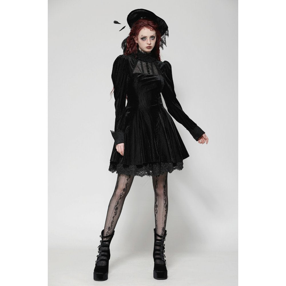 Dark in Love Inez Gown – Elegant Gothic Velvet and Lace Long Dress