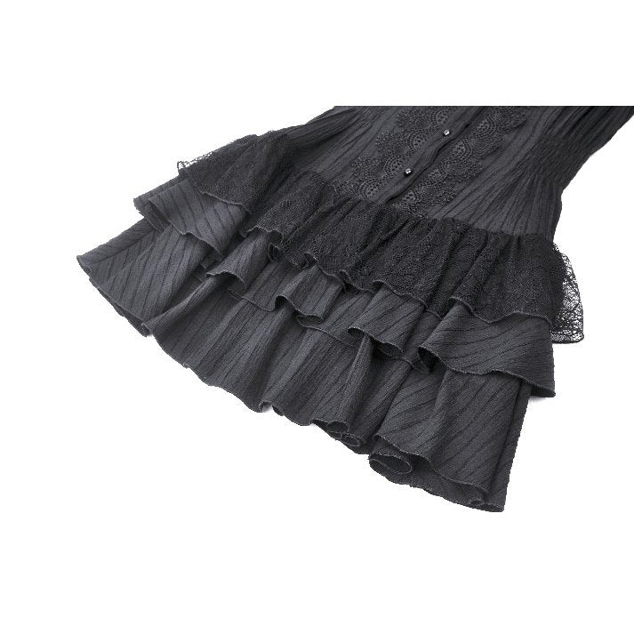 Dark in Love Diya Black Tiered Goth Dress – Sleeveless Lace Victorian