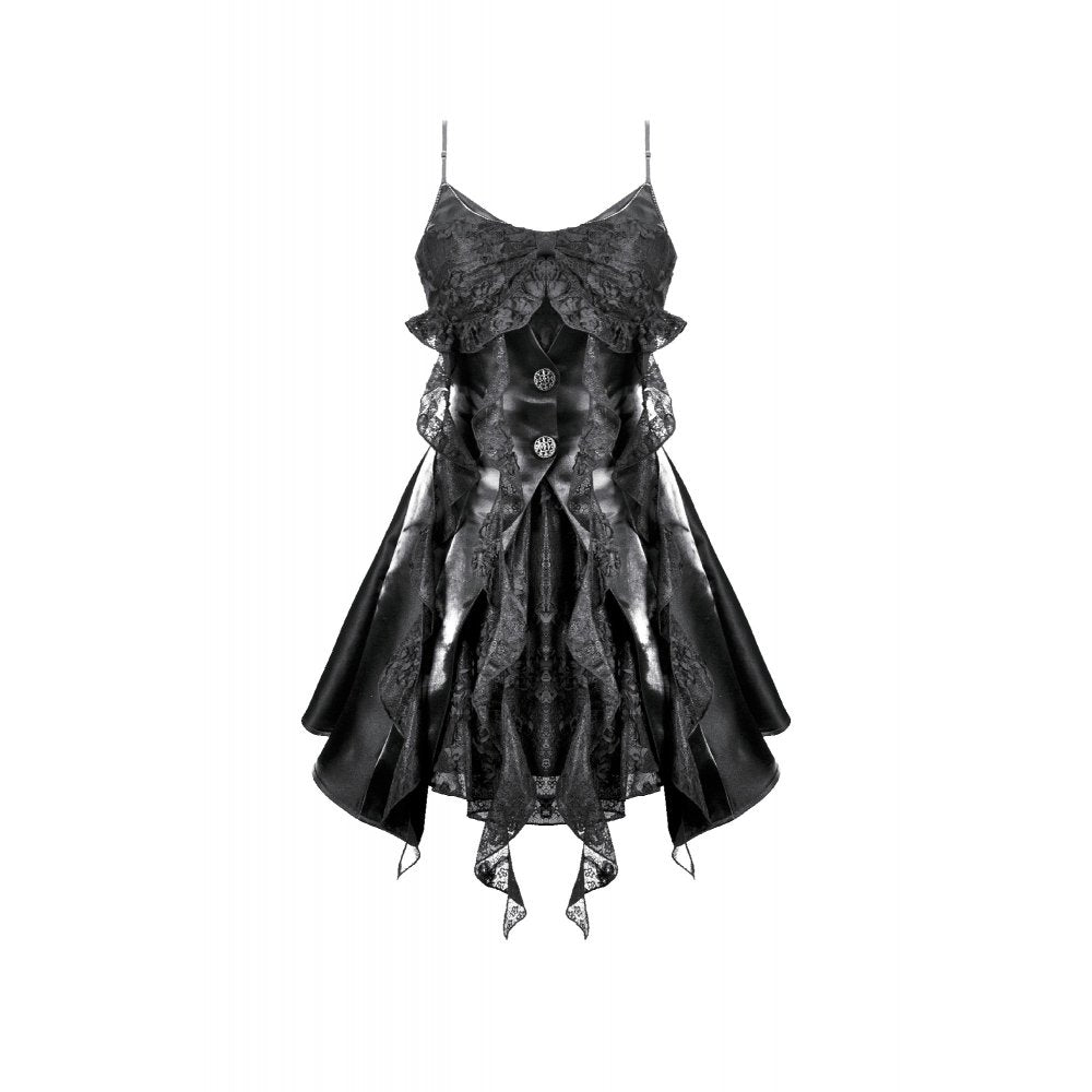 Dark in Love Sabine Gothic Layered Mini Dress | Lace Sweetheart Style