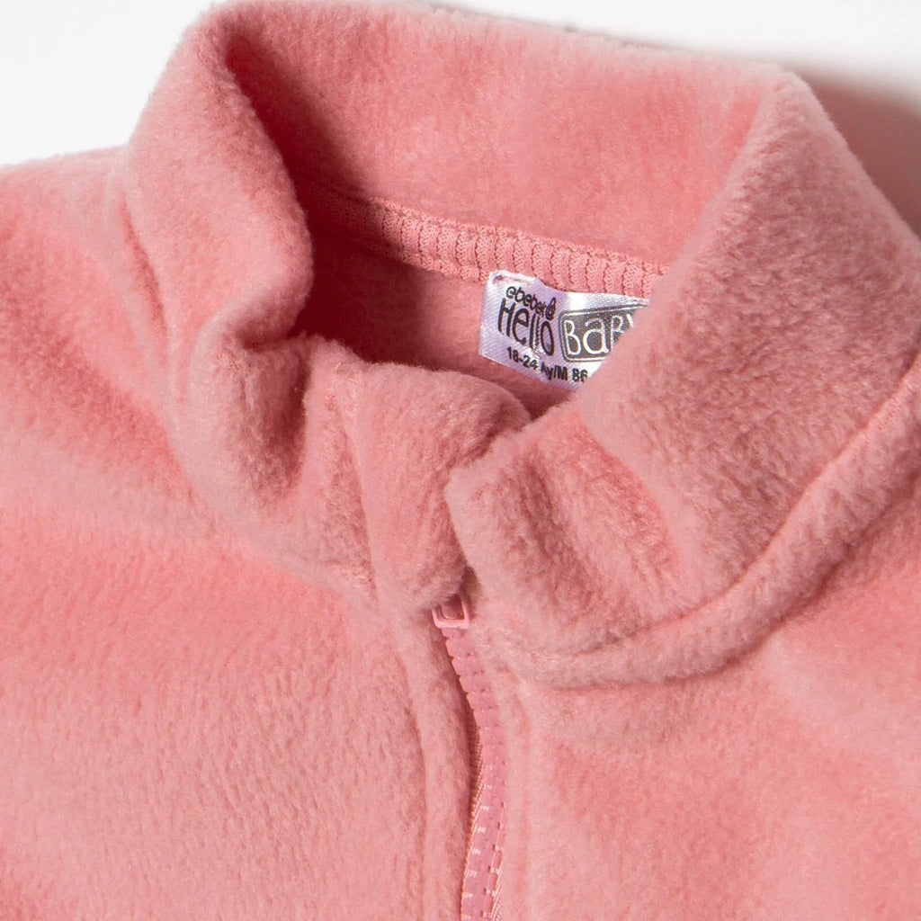 Baby Girl Fleece Waistcoat High Neck - Light Rose