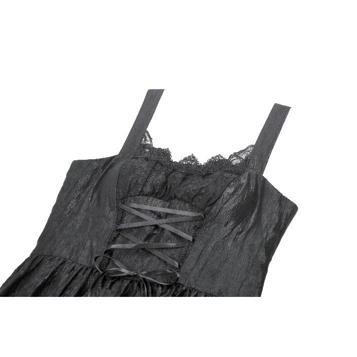 Dark in Love Shadow Lament Black Ruched Lace Gothic Lolita Dress
