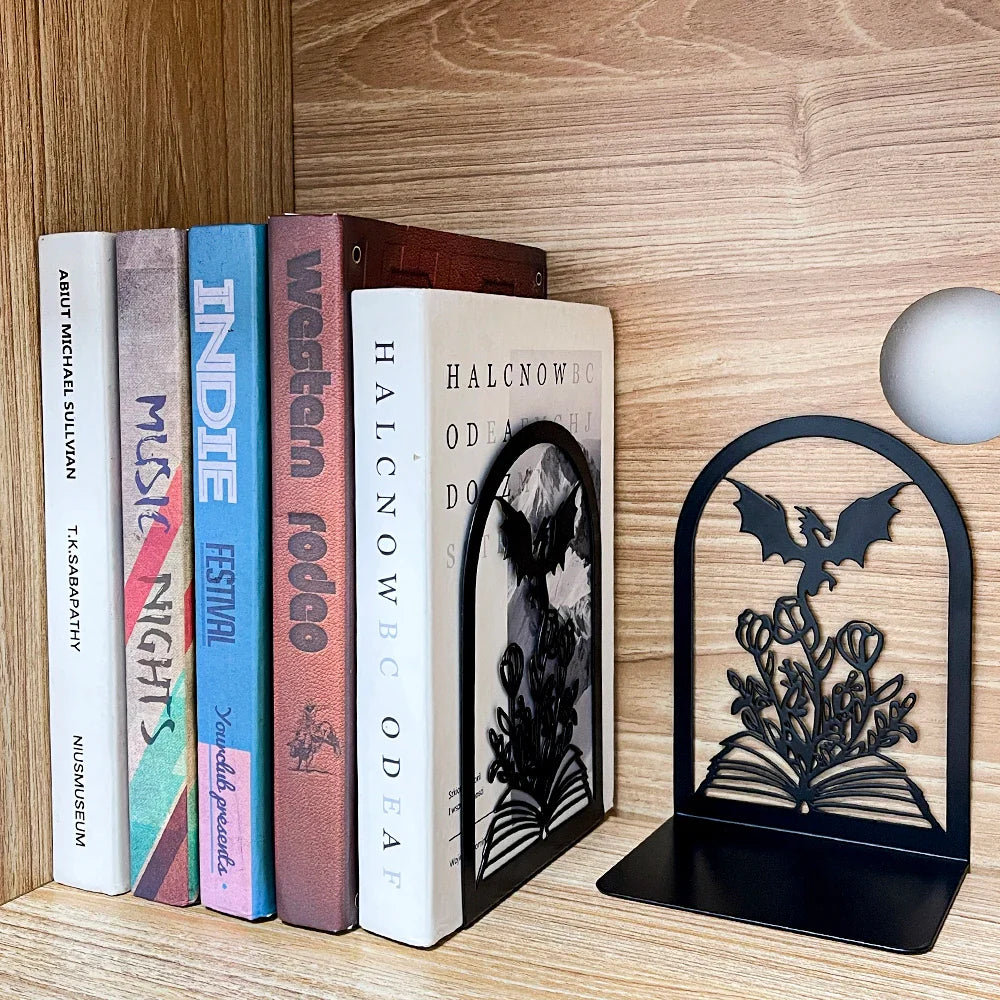 Fantasy Dragon Bookends – Heavy Duty Iron Book Holders for Home & Office
