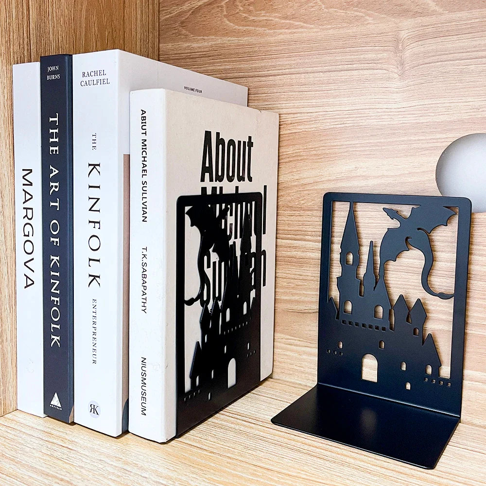 Fantasy Dragon Bookends – Heavy Duty Iron Book Holders for Home & Office