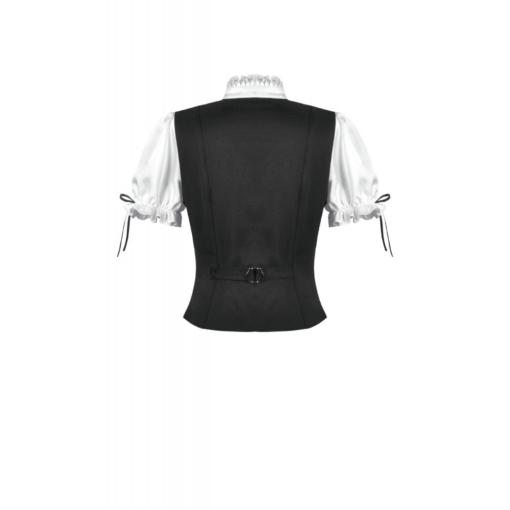 Dark in Love Court-Style Gothic Blouse | Black & White Lace Ruffle