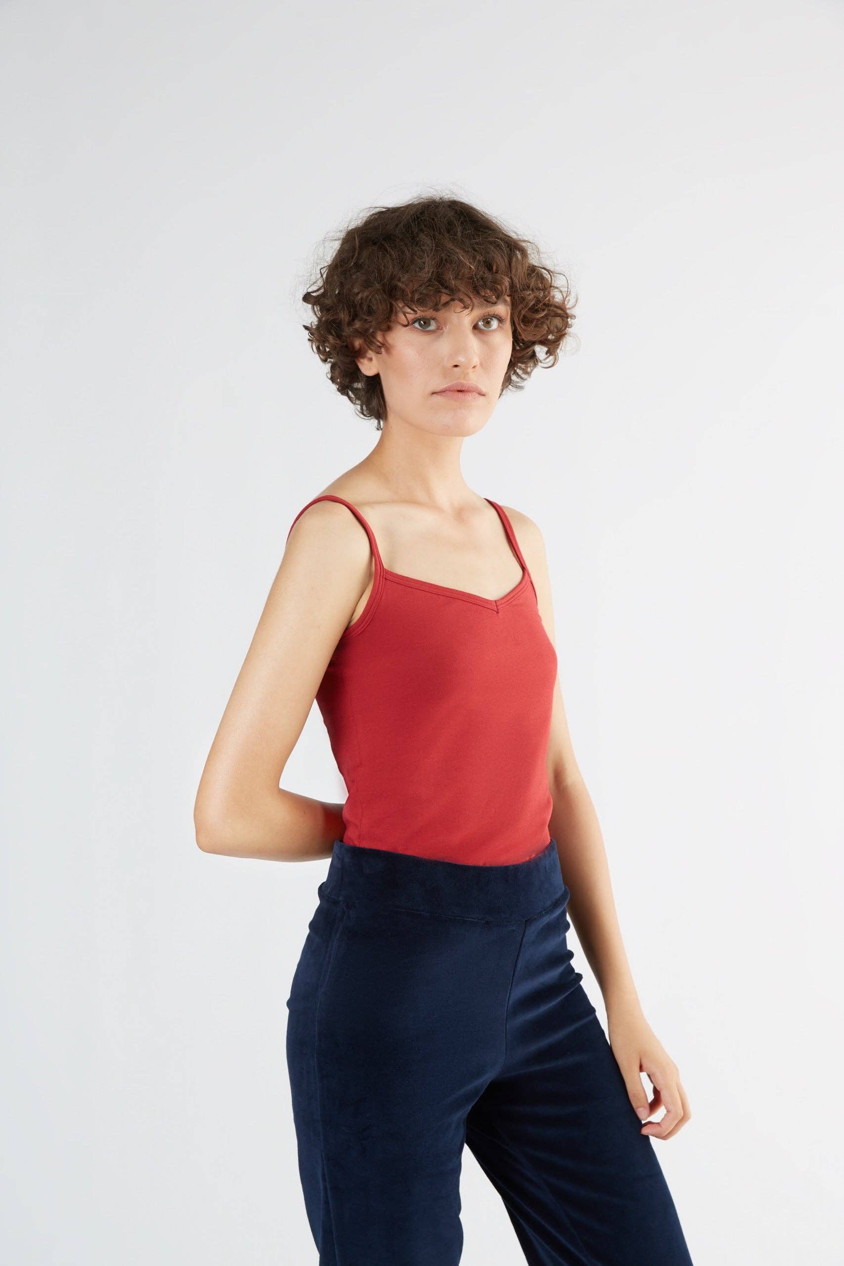 Organic Stretch Vest with Spaghetti Straps: Womens