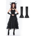 Dark in Love Lillian Victorian Lace Arm Warmers – Black Velvet Gothic