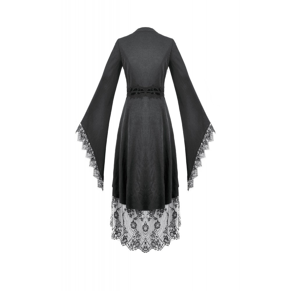 Dark in Love Selene Gothic Kimono Tail Dress – Lace High-Low Gown