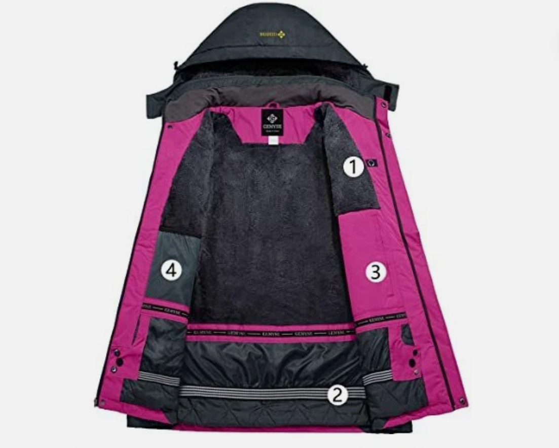 GEMYSE Women's Waterproof Ski Jacket | Fleece Lined Winter Coat - Pink