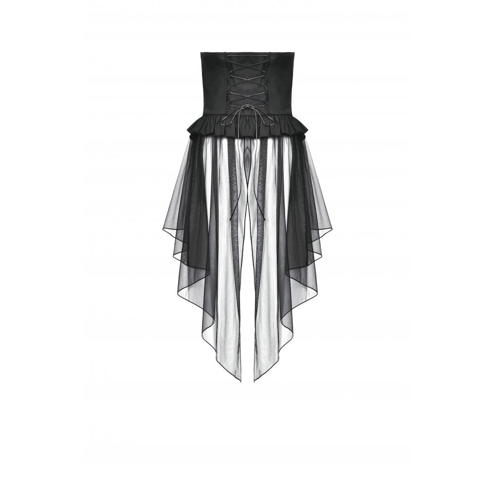 Dark in Love Draven Faux Leather & Mesh Layered Gothic Waist Skirt