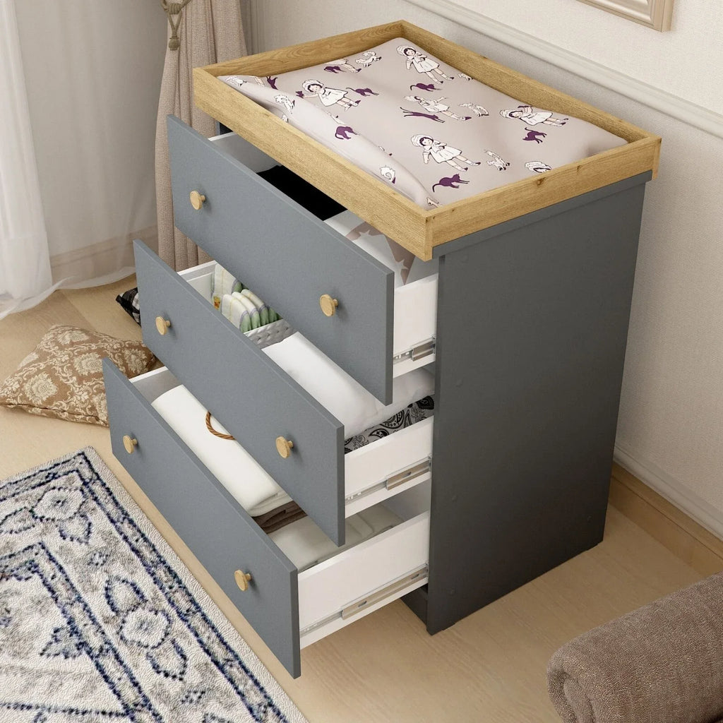 Shefa Kids 888 Changing Dresser - Graphite/Cremona Oak