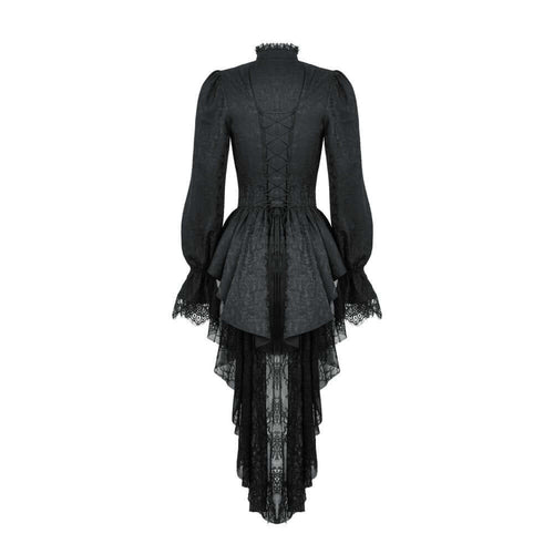 Dark in Love Felicity Gothic Lace Zip Up Tailcoat Shirt – Black