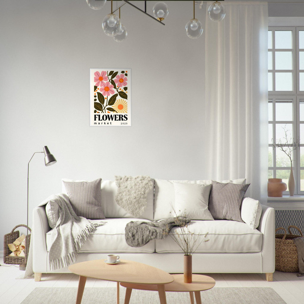 Minimalist Flower & Typography Framed Poster – Modern Floral Wall Art
