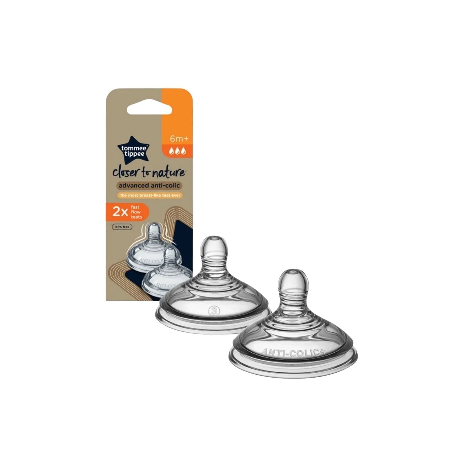 Tommee Tippee Advanced Anti-Colic Teat Fast Flow 6+ months 2 pcs