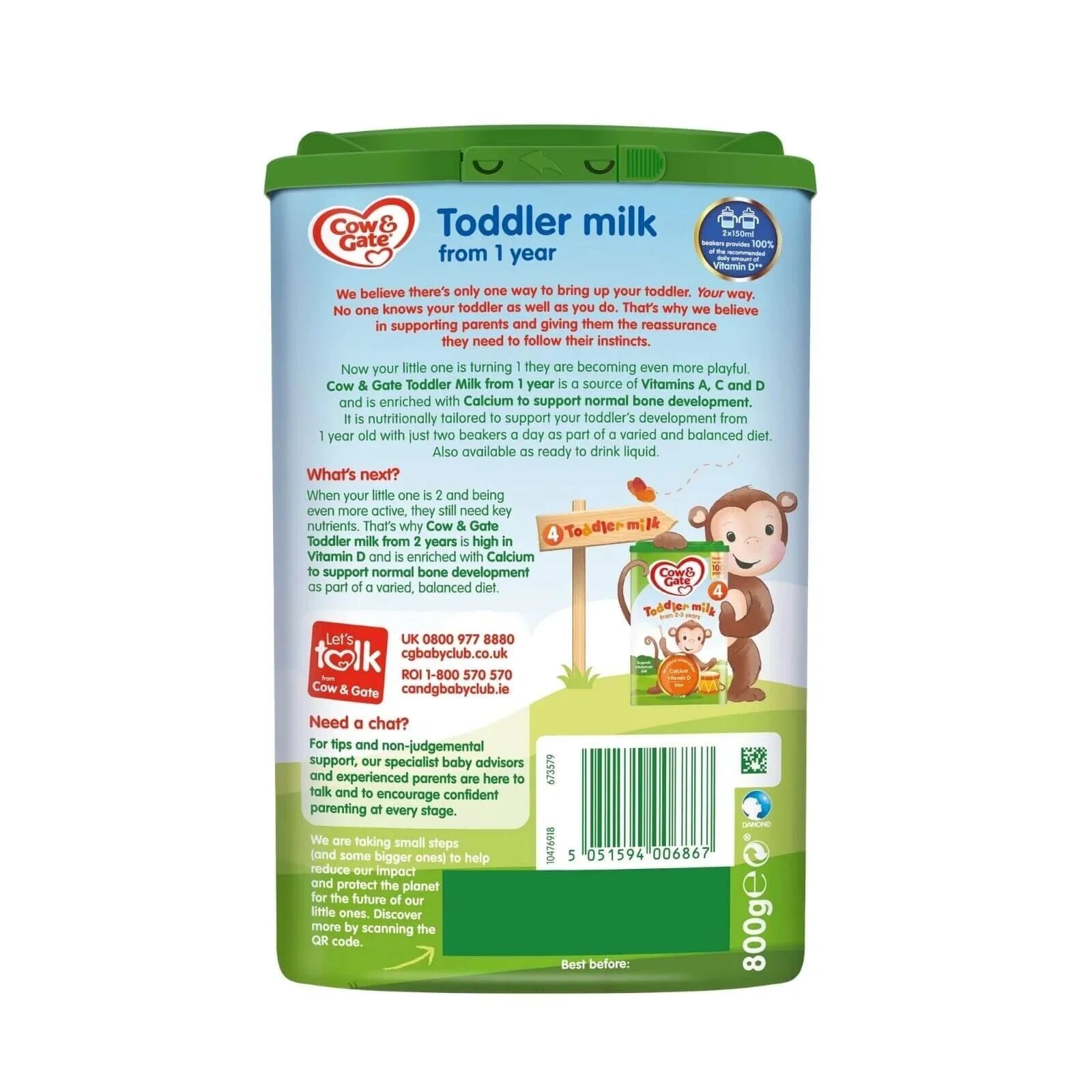 Cow & Gate 3 Growing Up Milk Formula 1+ year 800g