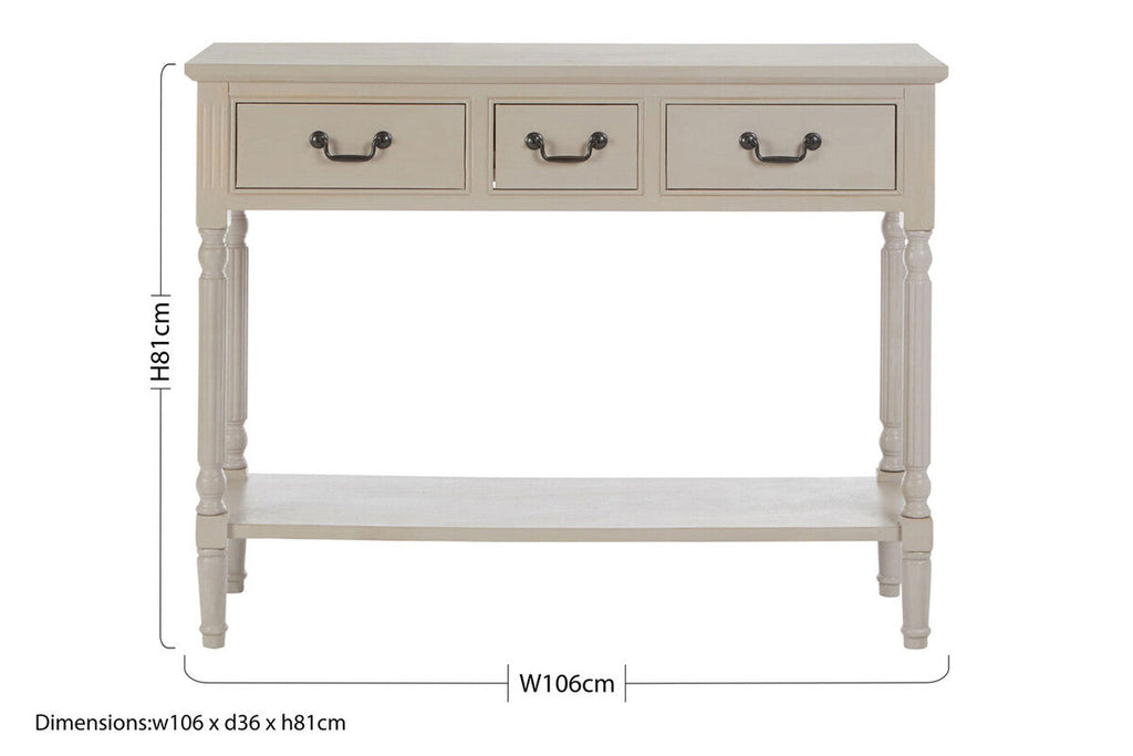 Orsina Heritage 3-Drawer Console Table – Grey Wood Entryway Storage