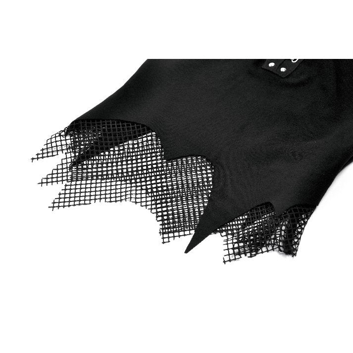 Dark in Love Dark Punk Mesh Chain Top | Gothic Fishnet High-Neck Shirt