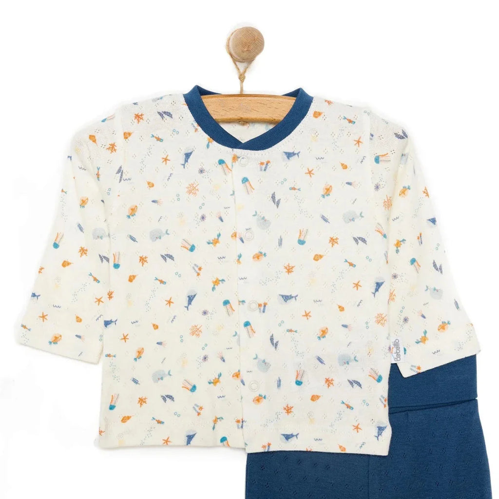Bebetto Ship Boy Boy Cardigan - Footed Bottom - Navy Blue
