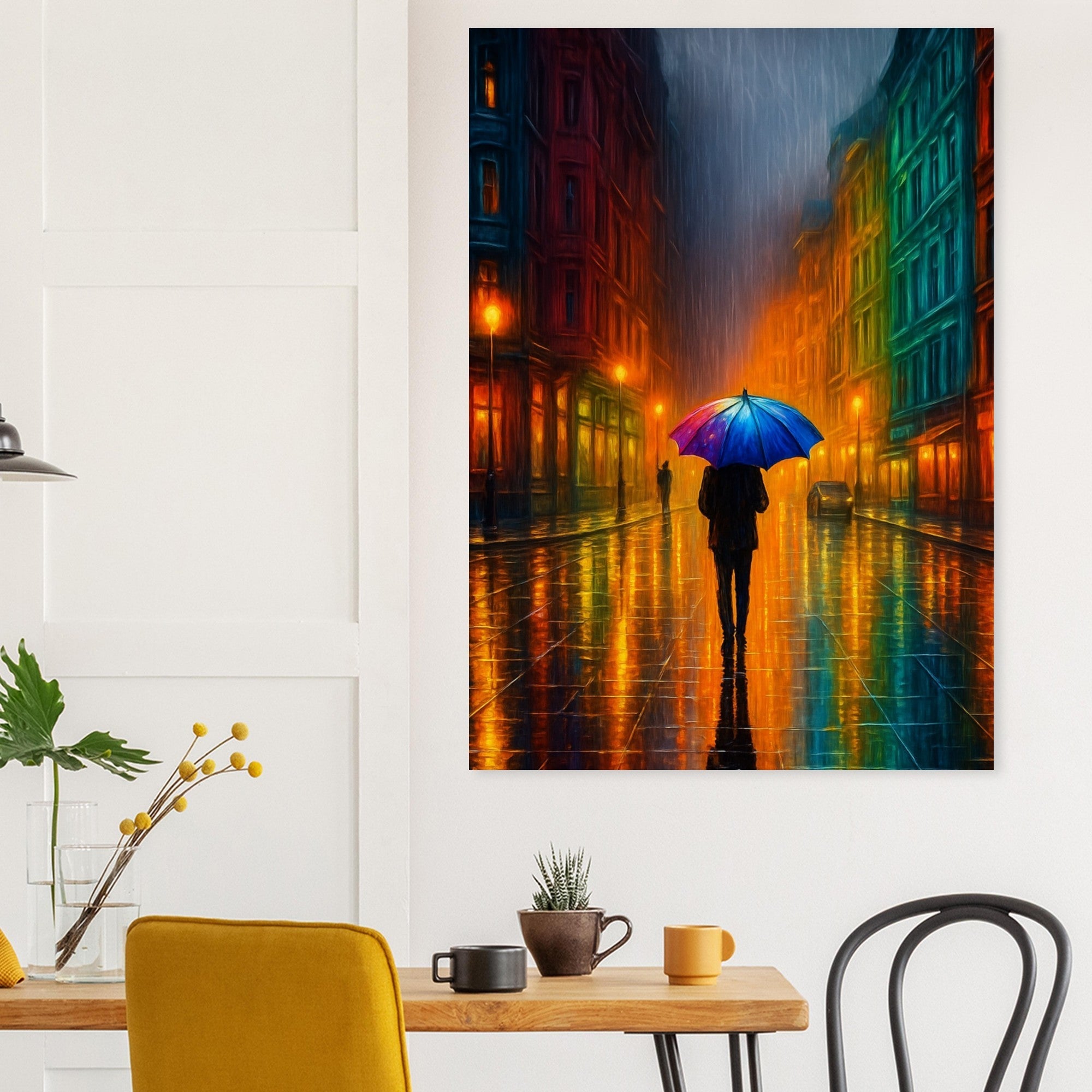 Reflections in the Rain Wall Art – Moody Urban Street Scene Poster