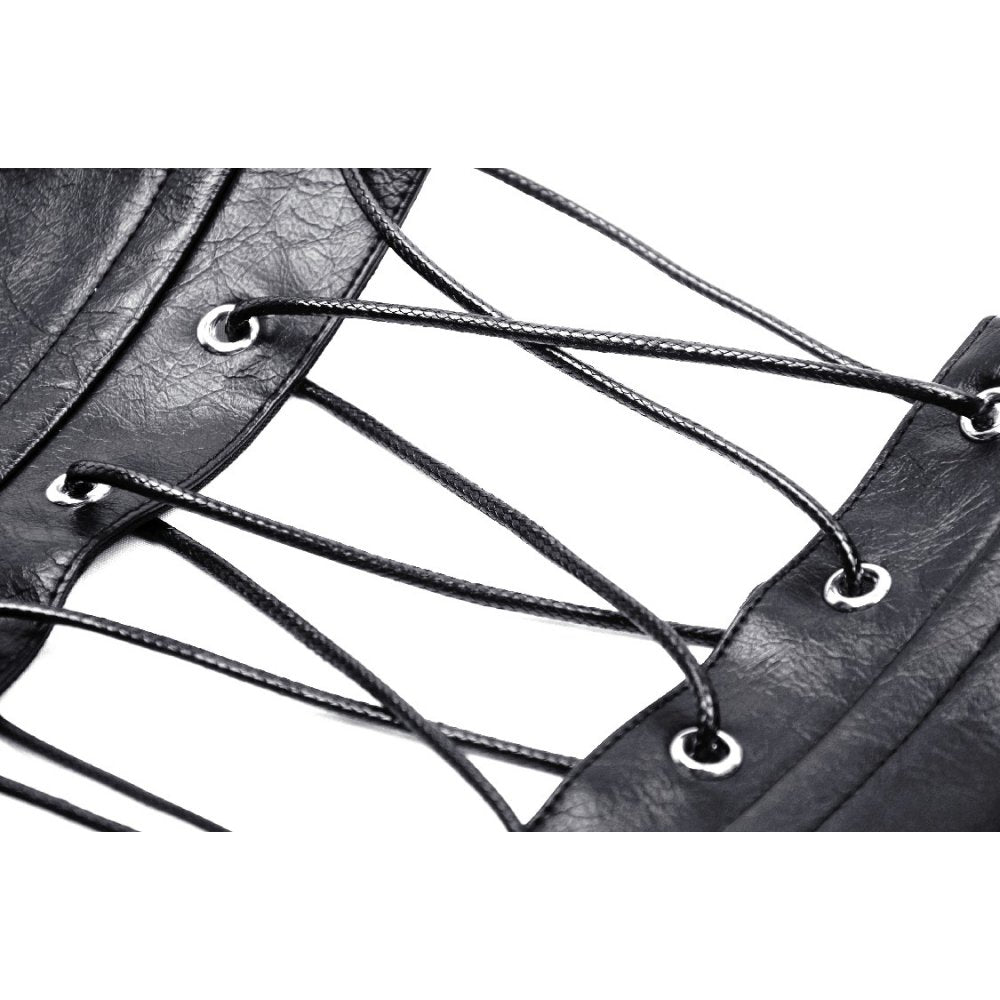 Dark in Love Elvira Goth Waist Belt – Layered Black Faux Leather