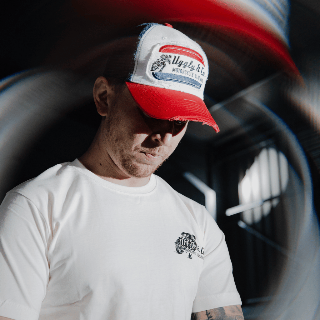 Uggly & Co Flat Track Trucker Hat – Vintage Distressed Racing Cap