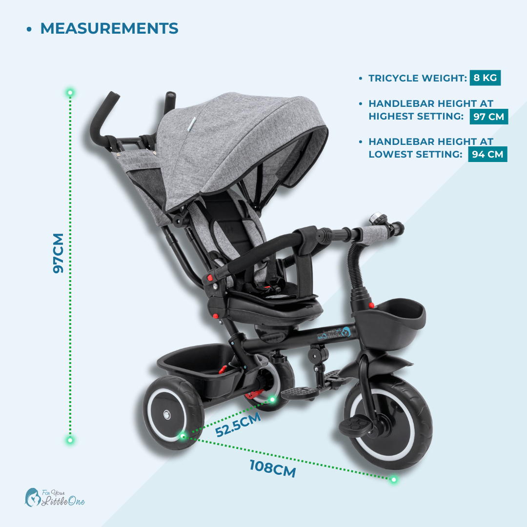 For Your Little One Trike V3 | 2-in-1 Stroller & Tricycle - Grey