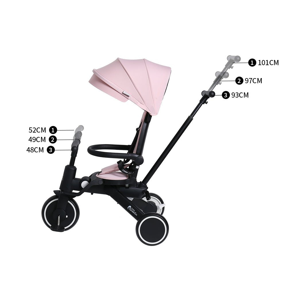 For Your Little One Xplor 6-in-1 Foldable Tricycle - Pastel Pink
