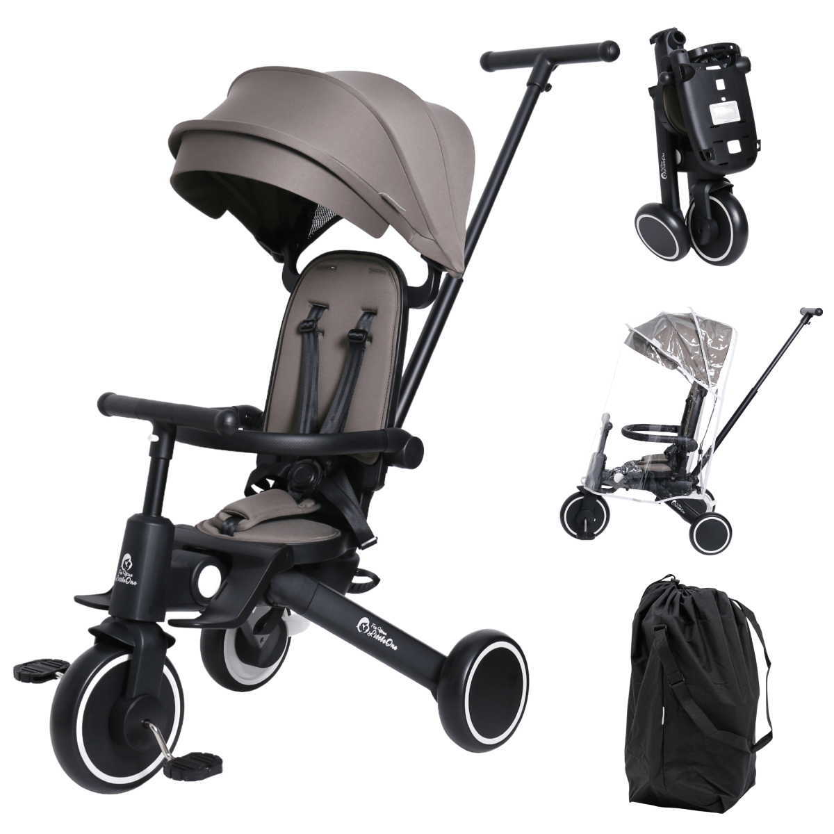 Foryourlittleone Xplor Plus 6-in-1 Foldable Tricycle - Grey Olive