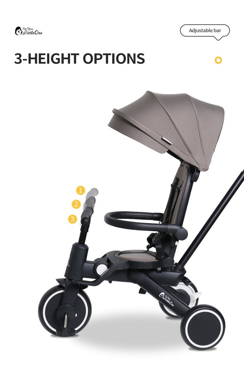 For Your Little One Xplor Plus 6-in-1 Foldable Tricycle - Jet Black