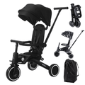 For Your Little One Xplor Plus 6-in-1 Foldable Tricycle - Jet Black