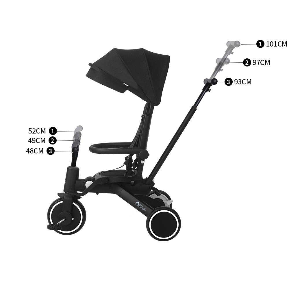 For Your Little One Xplor Plus 6-in-1 Foldable Tricycle - Jet Black