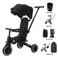 For Your Little One Xplor 8-in-1 Foldable Tricycle - Jet Black (10m-4y)