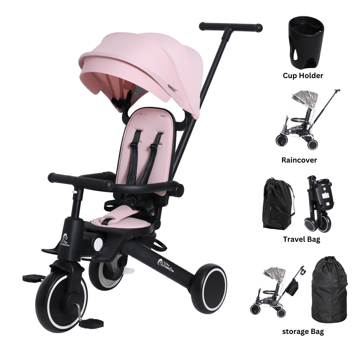 For Your Little One Xplor 6-in-1 Foldable Trike - Pastel Pink