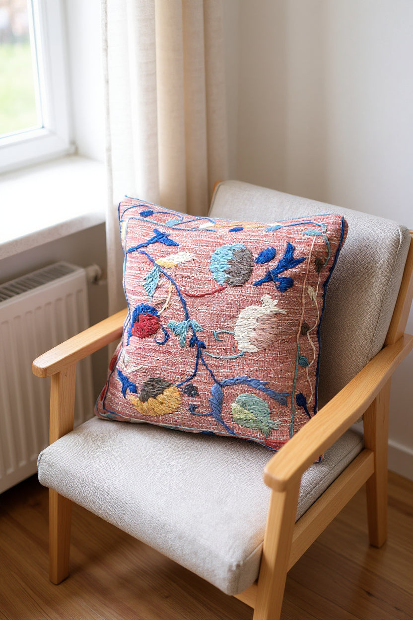 Suzani Hand Embroidered Cushion Cover - 45 x 45 cm