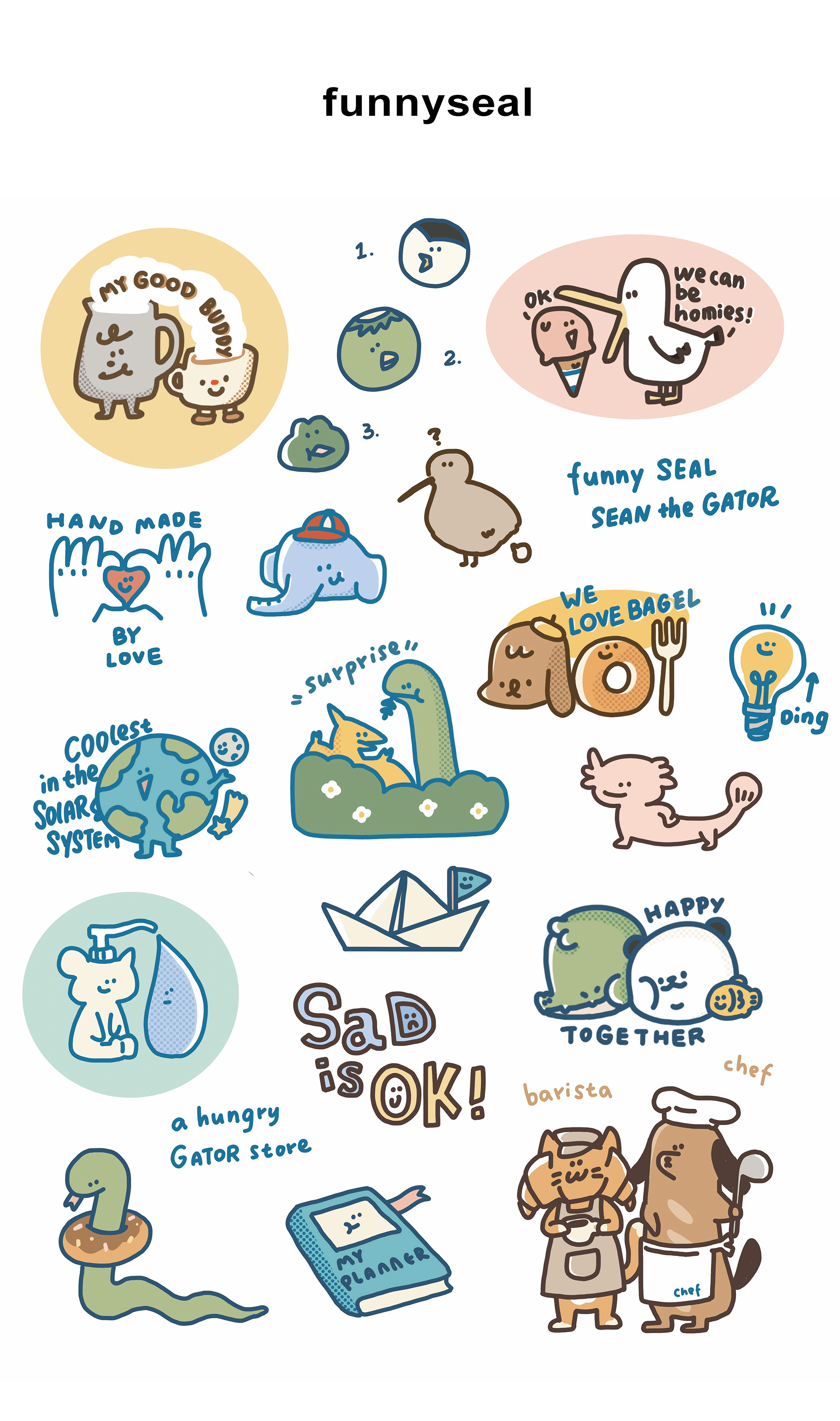 Animal Stickers - Cute A6 Decorative Decal Sheet by A Gator Life
