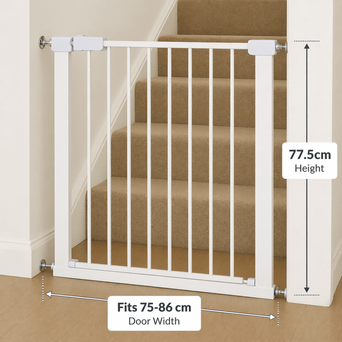 FYLO Pressure Fit Baby Safety Stair Gate 75–86cm | 2 Pack | White