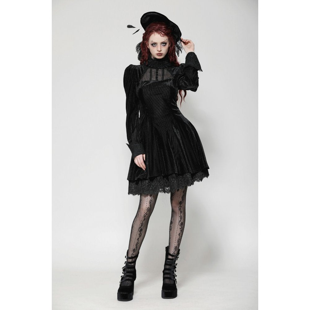 Dark in Love Inez Gown – Elegant Gothic Velvet and Lace Long Dress