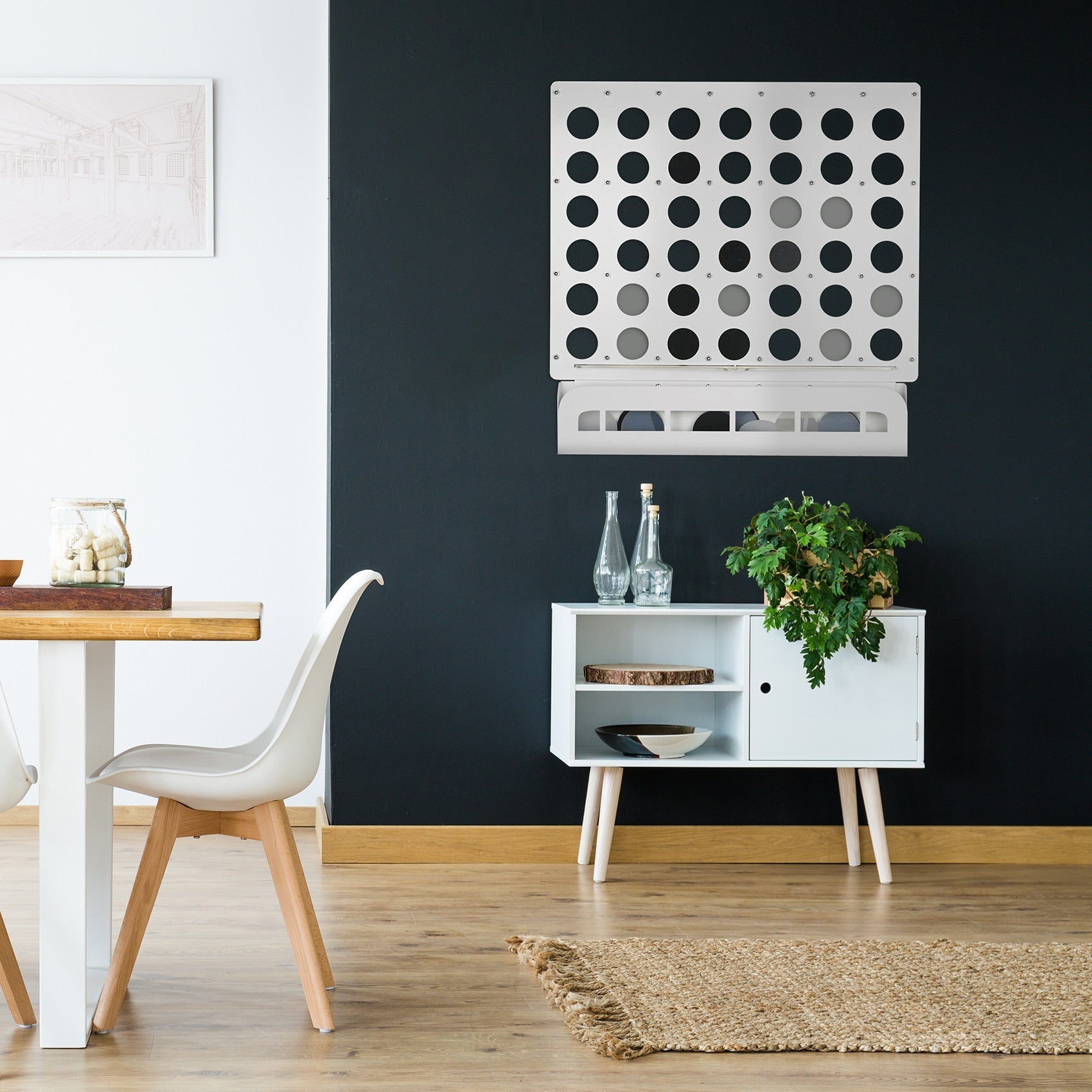 White Four in a Row Wall Game