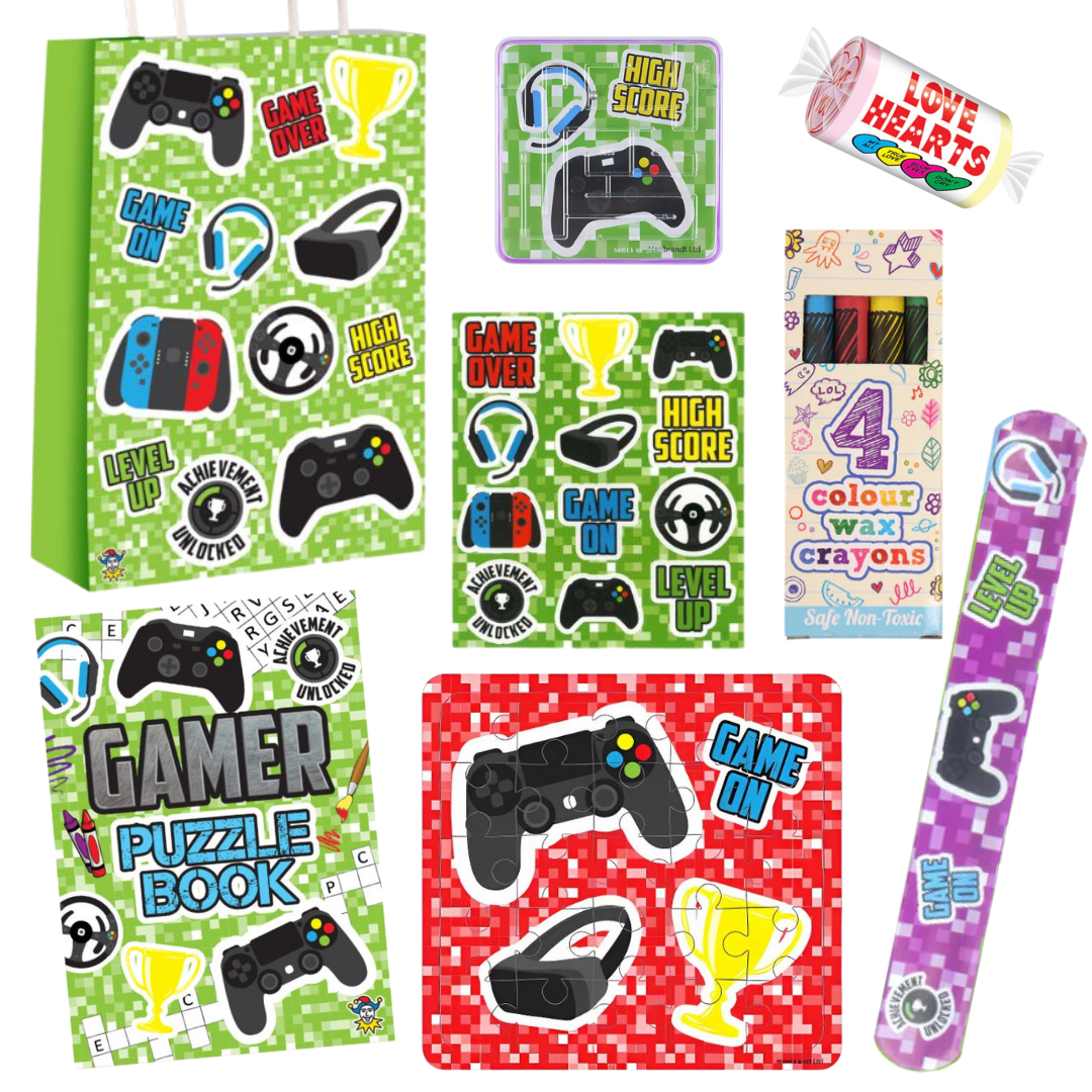 PoundFun Gamer Pre-Filled Party Bags – 8 Piece Kids Gaming Favors
