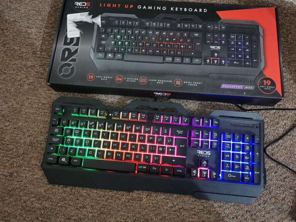Massive Discounts Red 5 Orbit RGB Backlit Ergonomic Gaming Keyboard
