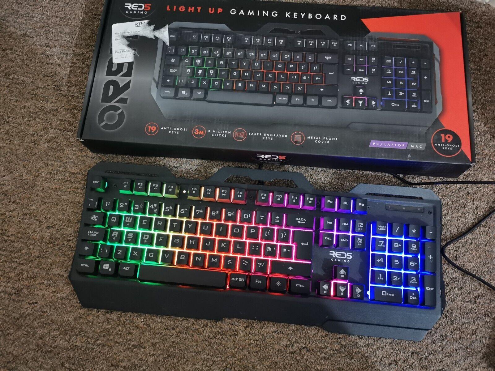 Massive Discounts Red 5 Orbit RGB Backlit Ergonomic Gaming Keyboard