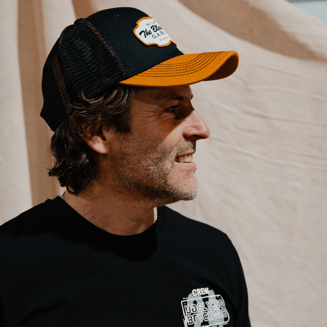 Black Dub Garage Trucker Hat – Black & Yellow Mesh Cap by Uggly and Co
