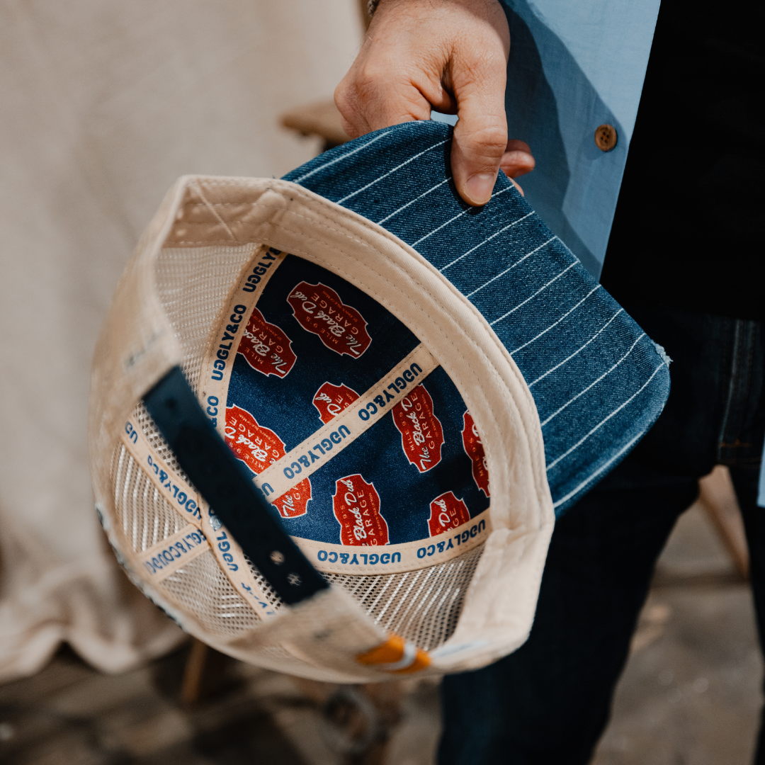 Uggly and Co Pinstripe Denim Trucker Hat – Vintage Garage Style Cap