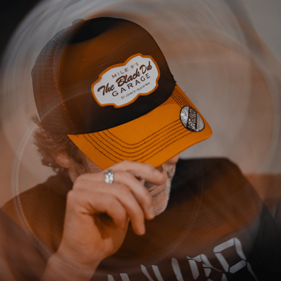 Black Dub Garage Trucker Hat – Black & Yellow Mesh Cap by Uggly and Co