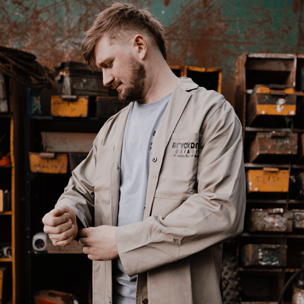 Uggly & Co Garage Overcoat – Beige Cotton Canvas Vintage Work Jacket