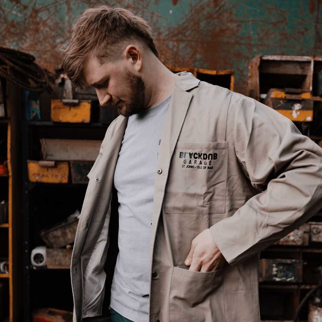 Uggly & Co Garage Overcoat – Beige Cotton Canvas Vintage Work Jacket